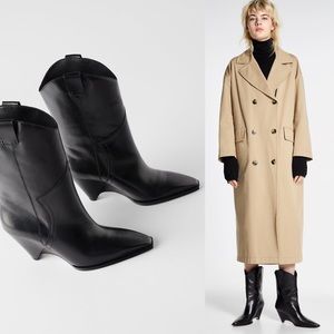 ZARA Sleek Black Leather Booties